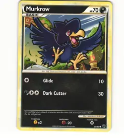 2010 Played Pokemon 59/90 Murkrow Non Holo Undaunted English - Image 1