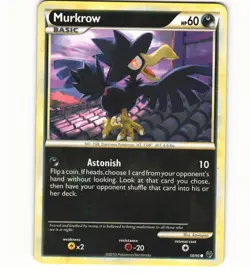 2010 Light Play Pokemon 58/90 Murkrow Non Holo Undaunted English - Image 1