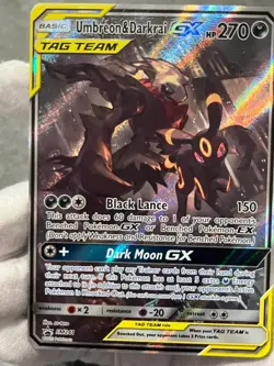 Pokemon Umbreon & Darkrai GX SM241 Black Star Promo Holo Tag Team Full Art LP - Image 3