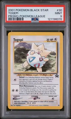 2001 POKEMON PROMO BLACK STAR POKEMON LEAGUE #30 TOGEPI PSA 9 - Image 1