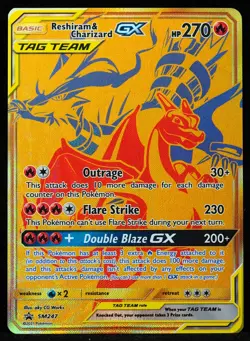 Reshiram & Charizard GX Tag Team #SM247 NM-M Pokemon Card - Image 1