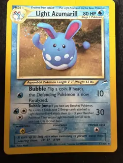 Light Azumarill 13/105 Neo Destiny Holo Pokemon Card MP - Image 2