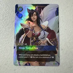 Riftbound League of Legends TCG Ahri Nine-Tailed Fox 255/298 ENGLISH Legend Card - Image 1