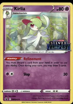 Pokemon Kirlia SWSH271 Stamped Prerelease Silver Tempest Black Star Promo Holo - Image 1