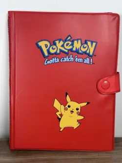 Vintage 1999 Authentic Red Pikachu Pokemon 4-Pocket Card Binder Book Album - Image 1