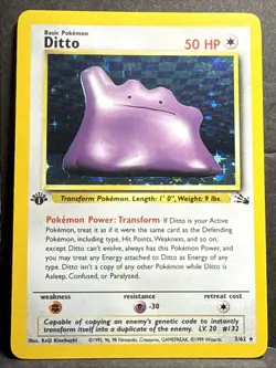 Pokemon TCG Ditto Fossil Holo Rare Card 3/62 First Edition LO - Image 1