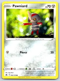 Pawniard - Crown Zenith 092/159 Yuka Morii Pokemon TCG Card NM - Image 1