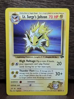 Pokemon TCG Lt. Surge's Jolteon 28/132 Gym Challenge Unlimited Non Holo NM - Image 1