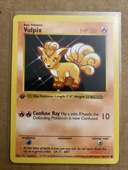 Pokemon TCG Vulpix Base Set 68/102 1st Edition Never Played Near Mint - Image 1