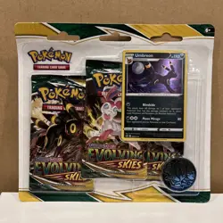 Pokemon Sword & Shield Evolving Skies 3 Pack Blister Factory Sealed Umbreon Holo - Image 1