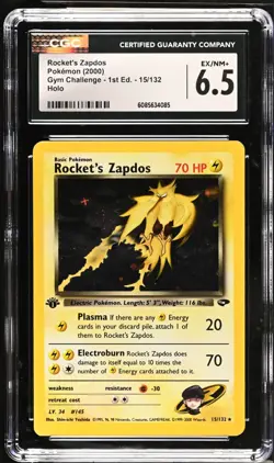 POKEMON CGC 6.5 Rocket's Zapdos 15/132 Gym Challenge - 1st Edition Rare Holo - Image 1