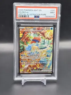 2025 POKEMON WHT EN-WHITE FLARE SPECIAL ILLUSTRATION RARE #167 KELDEO EX PSA 9 - Image 1