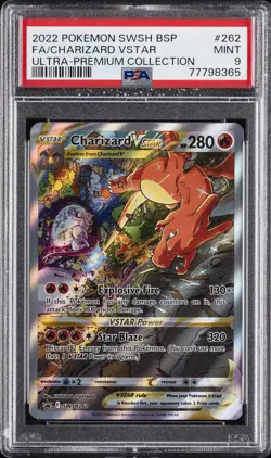 2022 POKEMON SWSH BLACK STAR PROMO #262 FULL ART/CHARIZARD VSTAR PSA 9 - Image 1