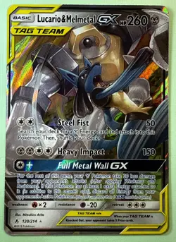 Pokemon Lucario and Melmetal GX SM Unbroken Bonds Card 120/214 Tag Team - Image 1
