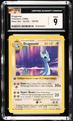 Pokemon Dragonair Base Set 18/102 1st Edition Rare Graded CGC 9 - Image 1