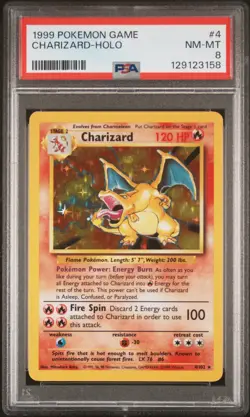 1999 POKEMON GAME #4 CHARIZARD-HOLO PSA 8 - Image 1