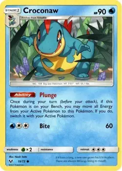 Croconaw 19/73 Regular 2017 Pokemon Trading Card TCG LP - Image 1