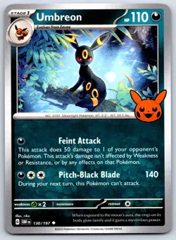Umbreon - Trick or Trade 2024 - Obsidian Flames OBF 130/197 Pokemon TCG Card NM - Image 1