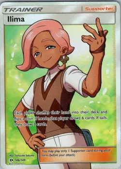 Pokemon Card Ilima 146/149 Sun & Moon Base Set - Moderately Played - Image 1