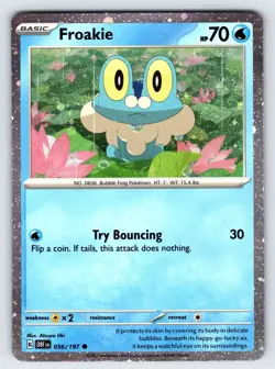 Froakie SWIRL! 056/197 2023 Obsidian Flames Pokemon Card Cosmos Holo Promo - Nm - Image 1