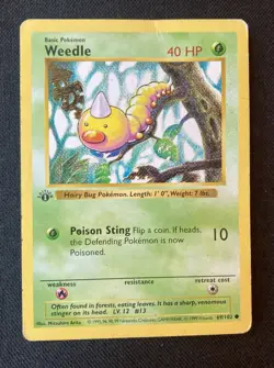 Pokemon 1999 Base Set 1st Edition Shadowless Weedle #69 Played - Image 1