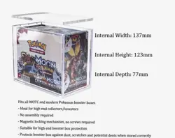 Casemon UV Pro-Safe Acrylic Display Hard Case Pokemon Booster Box Magnetic Lid - Image 2