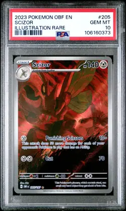 2023 POKEMON OBF EN OBSIDIAN FLAMES ILLUSTRATION RARE #205 SCIZOR PSA 10 - Image 1