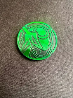 Rayquaza Green Coin Holographic Pokemon TCG Exclusive Rare Exclusive Flip Coin - Image 1