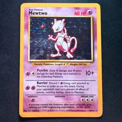 Mewtwo 10/102 Base Set Rare Holo Pokemon Card - Image 1