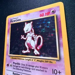 Mewtwo 10/102 Base Set Rare Holo Pokemon Card - Image 3
