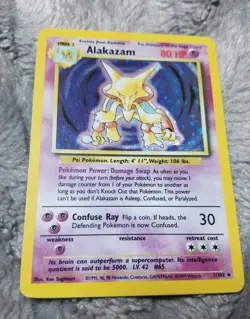 Pokemon Tcg Base Set Unlimited Alakazam Holo Card 1/102 - Image 1