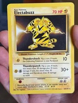 POKEMON ELECTABUZZ 24/130 RARE BASE SET 2 MP CARD - Image 1