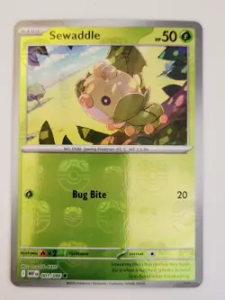 Sewaddle Master Ball and Pokeball Pattern Cards 001/086 Sv: White Flare Holo NM - Image 2