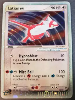 Latias ex 93/97 Holo Partial SWIRL Rare EX Dragon Pokemon Card Light Play + - Image 1