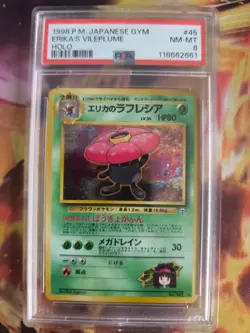 Pokemon Card Erika's Vileplume Giflor Holo Japanese Gym heroes 1998 PSA 8 - Image 2