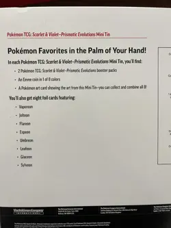 Pokemon Prismatic Evolutions 8 Mini-Tins Bundle x 2 LOT with Promo Cards Costco - Image 5
