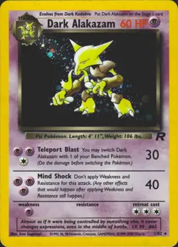 Dark Alakazam 1/82 Holo Rare Team Rocket Pokemon Card LP - Image 1