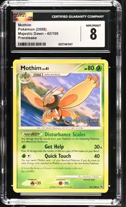2008 Pokemon Mothim 42/100 Prerelease - CGC 8 Near Mint - Majestic Dawn Promo - Image 1