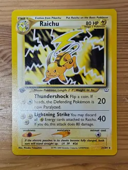 Pokemon TCG Raichu 21/64 1st Edition Neo Revelation Set Non Holo LP/NM WOTC. - Image 1