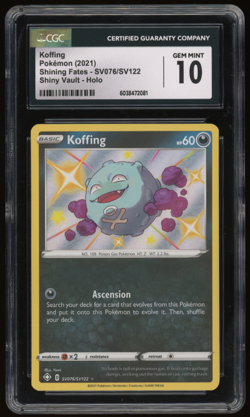 2021 POKEMON SHINING FATES SHINY VAULT SV076/SV122 KOFFING HOLO CGC 10 - Image 1