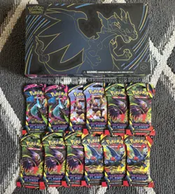 Pokemon Phantasmal Flames Mega Charizard EX Ultra Premium + 12 Booster Pack Lot - Image 1