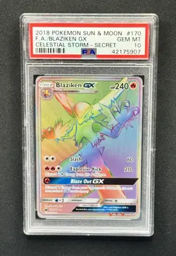 Pokemon Sun And Moon Celestial Storm Blaziken GX Secret Rare 170/168 PSA 10 - Image 1