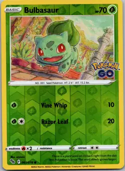 Bulbasaur Reverse Holo Pokemon GO 001/078 LP - Image 1