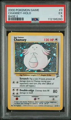 PSA 5 2000 POKEMON GAME BASE II #3 CHANSEY-HOLO BASE II Fast & Free Delivery! - Image 1