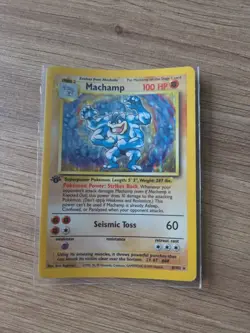 Pokemon TCG Machamp Holo Card Base Set 1st Edition 8/102 - Image 1