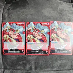OP02-001 Edward.Newgate Leader One Piece TCG Card x3 - Image 1