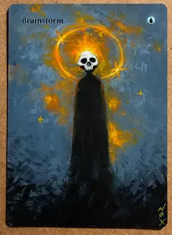 Hand-painted MTG alter | Brainstorm | textless NOX altered art - Image 1