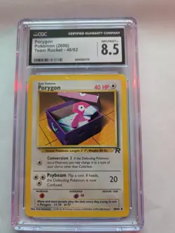 CGC 8.5 2000 Pokemon 1st Edition Team Rocket 48/82 Porygon Non Holo - Image 1