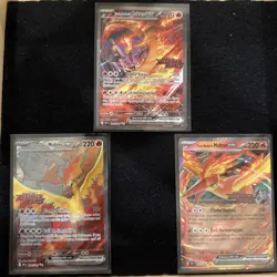Team Rocket's Moltres ex Destined Rivals Stamp UPC Set Pokemon TCG 229/182 NM x3 - Image 1