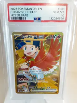2025 POKEMON DRI EN-DESTINED RIVALS HYPER RARE 239/182 ETHAN'S HO-OH EX PSA 10 - Image 1